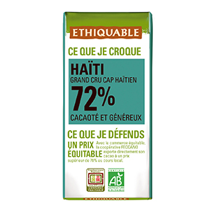 Mini barres chocolat noir Haiti 72% bio - ETHIQUABLE - 30g x24
