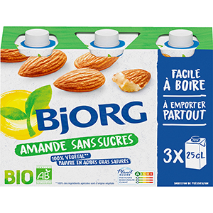 boisson amande sans sucres - BJORG - 25cl x3