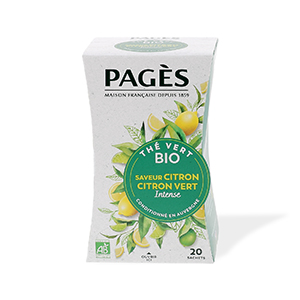 Boite de 20 sachets de thé vert citron, citron vert bio - PAGES