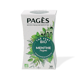 Boite de 20 sachets de thé vert menthe bio - PAGES